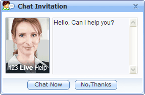 123 Live Help Proactive Chat Invitation Box Screenshot