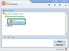 Transfer file in any format and could preview images in 123 Web Messenger.